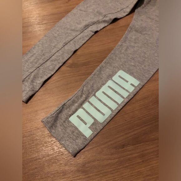 🃏 Puma | Grey Leggings Light Blue Logo - Picture 2 of 3